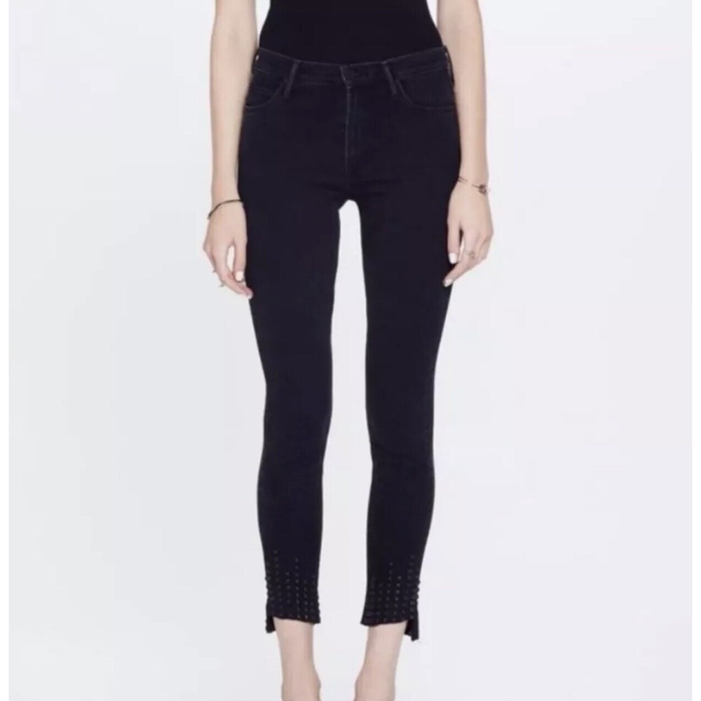 Mother Jeans Women's 26 Black Studded The Stunner Wrong Side Of The Track